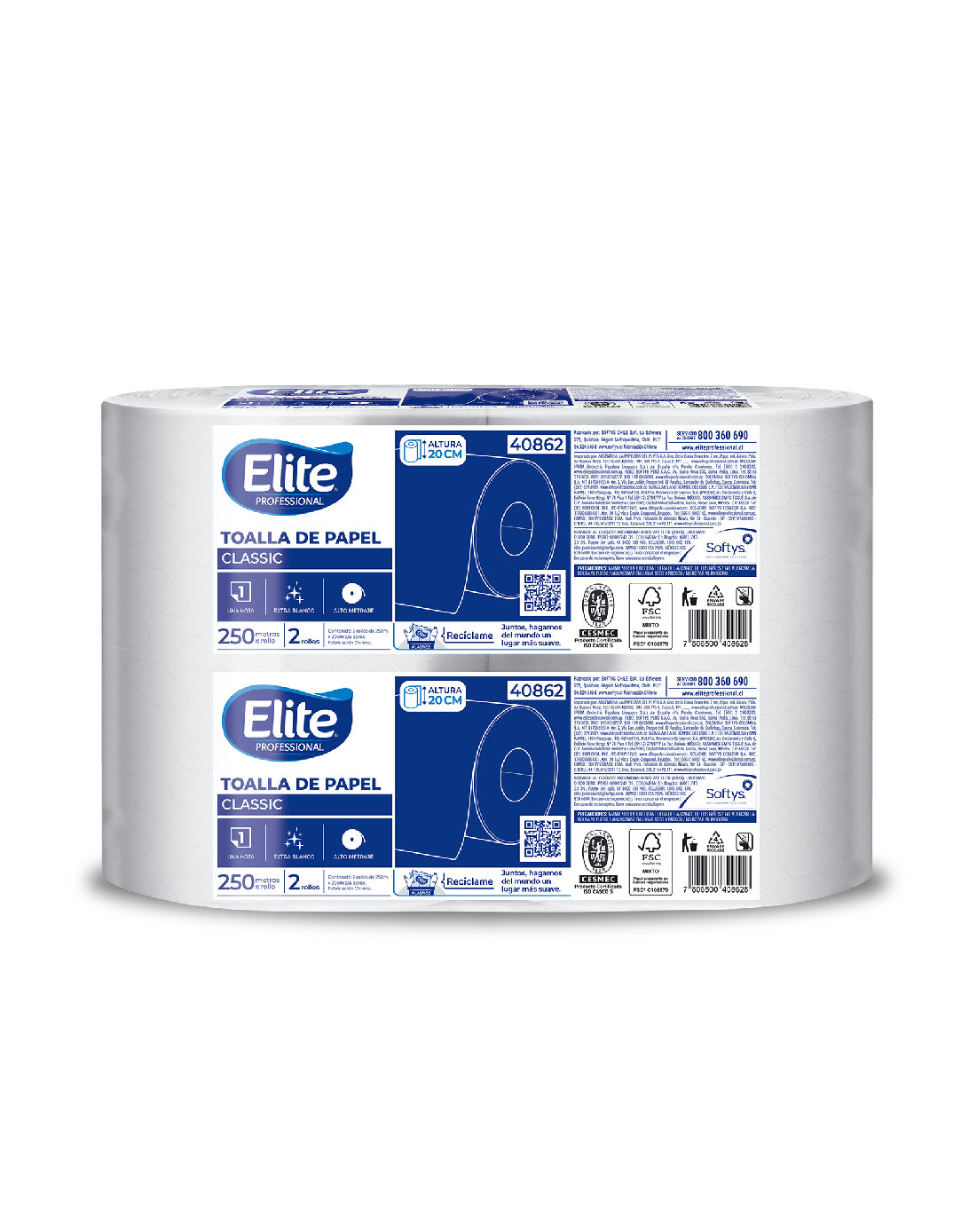 Elite Toalla De Papel Classic Una Hoja 250m 2 rollos - Puntolimpieza